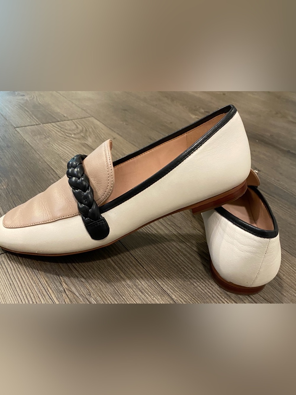 kate spade Mable Two-Tone Cream & Beige Braided Strap Loafers - Picture 7 of 9